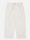 A pair of Ecru Slub Drill Dutch Pants is displayed flat against a plain white background. The trousers feature a loose, wide-leg fit, side slip pockets, and a buttoned waistband with belt loops.
