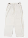 The Ecru Slub Drill Dutch Pant is shown from the back, laid flat against a plain white background. The image highlights the two large rear patch pockets and the loose, wide-leg cut of the trousers.