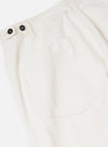 A close-up view of the back of a pair of Ecru Slub Drill Dutch Pants, focusing on the waistband and rear pocket details. The off-white textured slub drill fabric is displayed against a plain white background.
