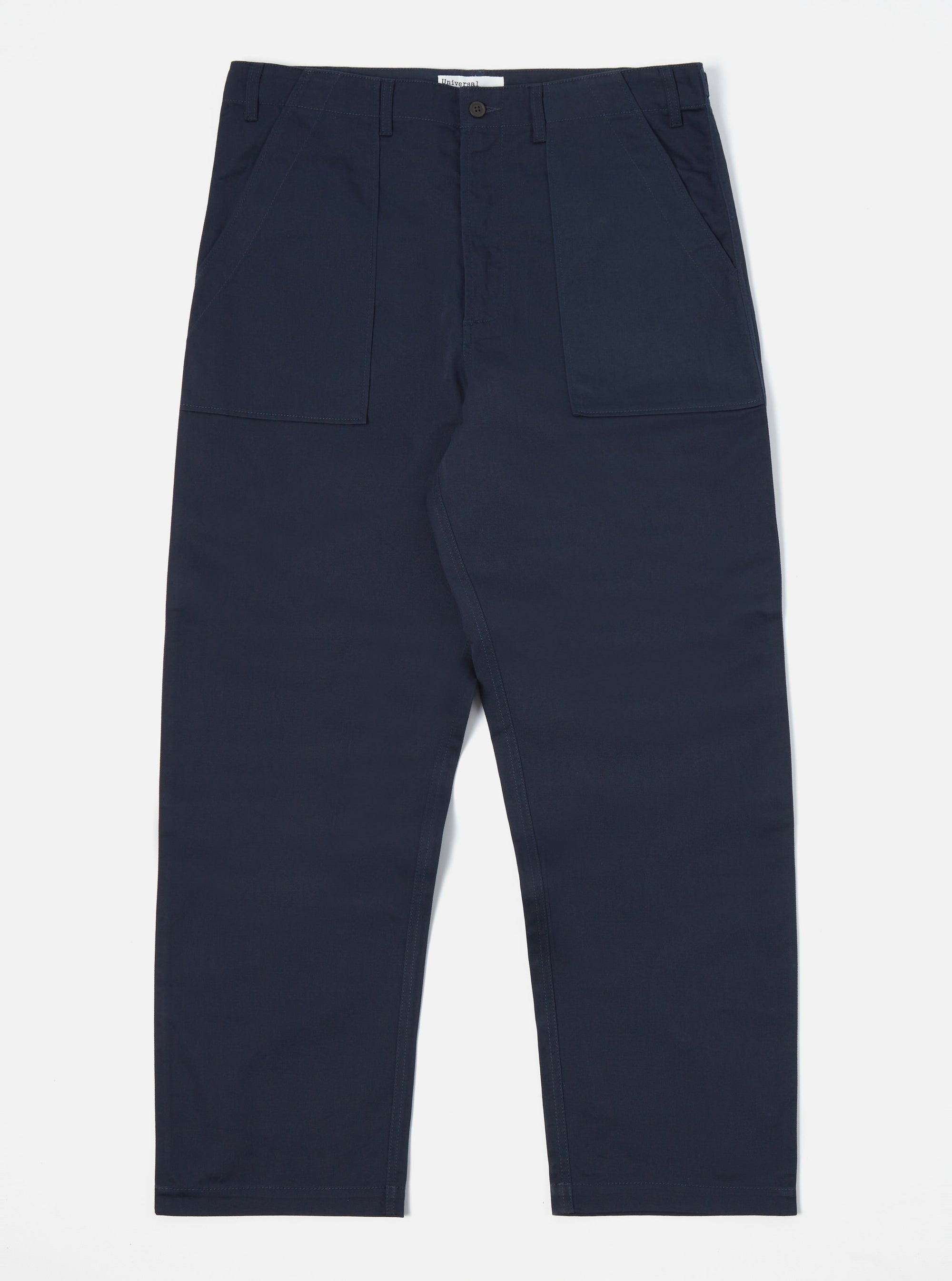 The Navy Twill Fatigue Pant (Undarted) in navy twill. Shown on a white background, these pants feature a relaxed fit and classic fatigue styling.