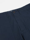 Close-up of the Navy Twill Fatigue Pant (Undarted) on a white background. The twill fabric is a deep navy, with a button closure and belt loops visible.