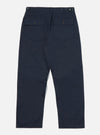Back view of the Navy Twill Fatigue Pant (Undarted) on a white background. The pants are a dark navy color and have two back pockets with button closures.