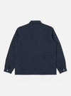Back view of the Navy Twill MW Fatigue Jacket on a white background. The twill jacket has long sleeves and a classic fit.
