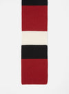 Close-up of the Black/Red/Ecru Soft Wool Deluxe Football Scarf on a white background. The scarf features bold color blocks.
