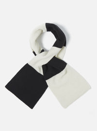 The Ecru/Black Soft Wool Deluxe Football Scarf is displayed on a white background. The scarf features alternating stripes of ecru and black wool.