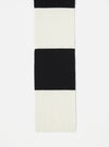 Close-up of the Ecru/Black Soft Wool Deluxe Football Scarf on a white background. The scarf features alternating ecru and black stripes.