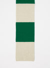 Close-up of a Beige/Green Soft Wool Deluxe Football Scarf on a white background. The scarf features alternating beige and green stripes.