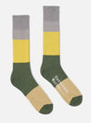 The Grey/Gold Cotton Bold Stripe Sock on a white background. The sock features grey, gold, and green stripes.