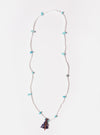 Hanami of Rome Bandana Necklace/Bracelet No.30 on a white background. Features white beads, turquoise stones, and a bandana charm. Can be worn as a necklace or bracelet.
